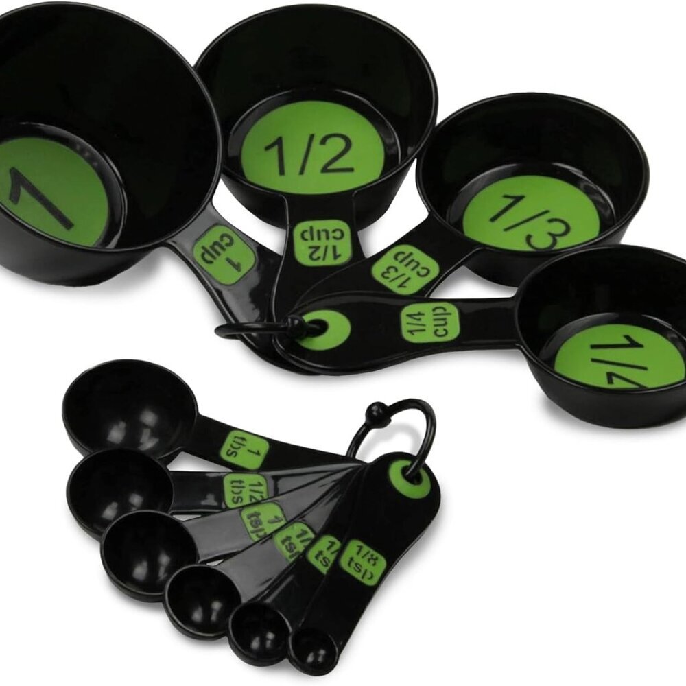 Easy to Ready Plastic Measuring Cup Set, 10 piece set, Green